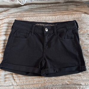 American Eagle Outfitters Black Rolled Hem Jean Shorts